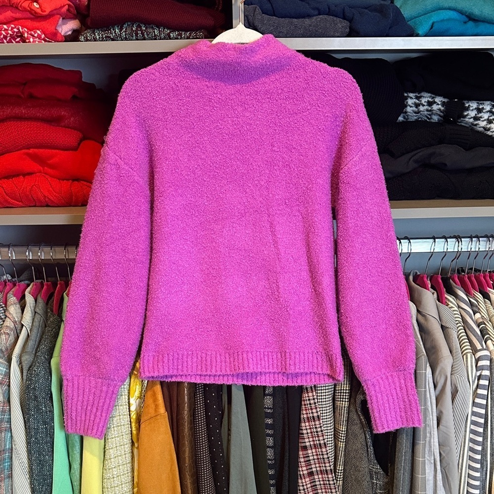 Marled fuschia long sleeve mock neck sweater size XS